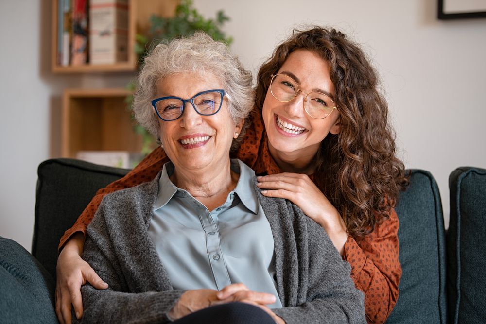 Senior mother and daughter in private home care for seniors in Michigan.