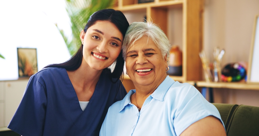 Senior enjoying home care agency in Michigan with their caregiver